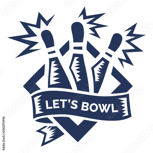 Obraz na plátně Let's bowl skittle rhomb badge sticker