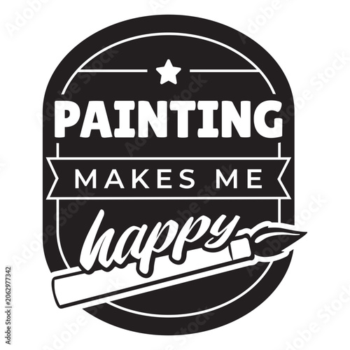 Canvas Print Painting makes me happy badge
