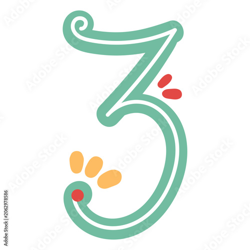 Mexican style number three lettering