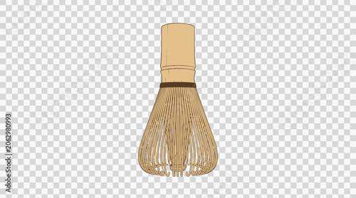 Japanese Matcha Whisk Illustration Isolated on Transparent Background for Tea Ceremony and Healthy Lifestyle Graphics