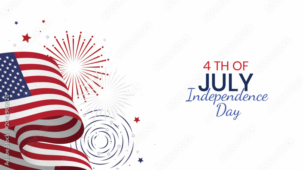 Fototapeta premium Independence day usa celebration american flag with fireworks patriotic holiday graphic