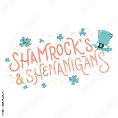 Slika na platnu Shamrock's and shenanigans lettering