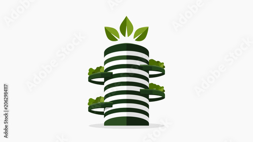 Foto A stylized illustration of a modern vertical garden tower on a white background