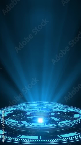 Vertical video HUD circle interfaces. Hi tech futuristic display. Blue hologram button. Digital data network protection, future technology network concept FHD. Modern cyberspace innovation.