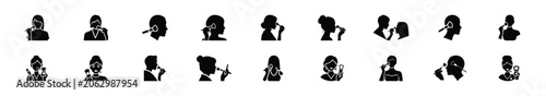 Minimalist silhouette drawings of  makeup artist vector icon set. Beauty icons solid silhouette styles for graphic design illustration.