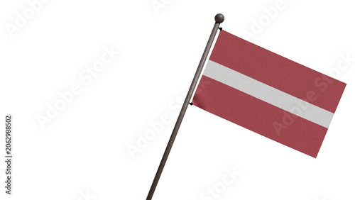 Bild auf Leinwand A realistic 3D render of the Latvia national flag waving on a wooden flagpole, i
