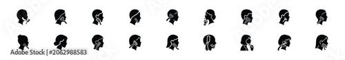 Minimalist silhouette drawings of  shaving service vector icon set. Beauty icons solid silhouette styles for graphic design illustration.
