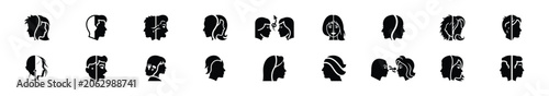 Minimalist silhouette drawings of  transformation silhouette simple vector icon set. Beauty icons solid silhouette styles for graphic design illustration.