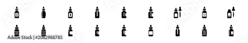 Minimalist silhouette drawings of  vitamin serum vector icon set. Beauty icons solid silhouette styles for graphic design illustration.