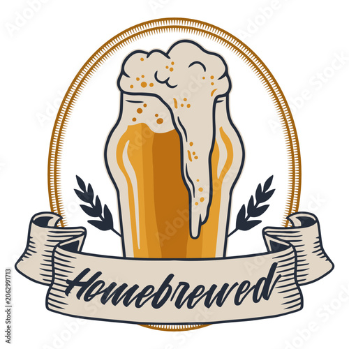 Fotografie Homebrew logo with a glass of beer