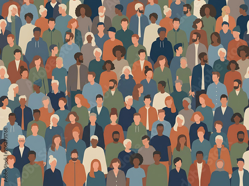 Diverse Community Crowd Illustration | Faceless People Background for Society, Population and Inclusion Concepts
