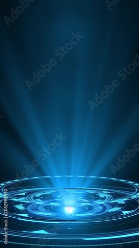 Vertical video HUD circle interfaces. Hi tech futuristic display. Blue hologram button. Digital data network protection, future technology network concept FHD. Modern cyberspace innovation.