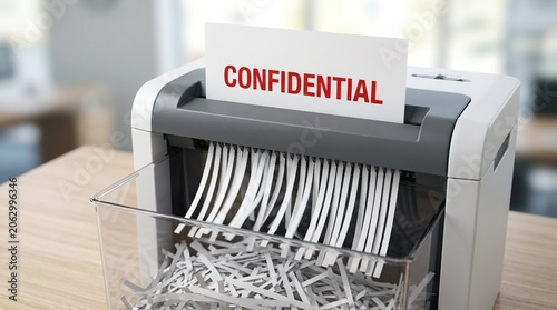 Bild auf Leinwand Confidential documents being shredded in office