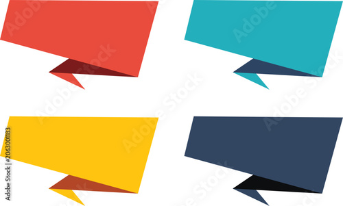 set of colorful sale banner in creative modern form. Hipster graphic curved rectangle shape promo sticker with trendy colors.