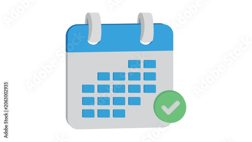 Calendar icon with a green checkmark.