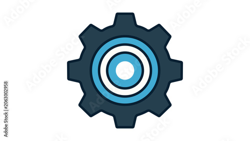 Cogwheel with concentric circles and abstract pattern.