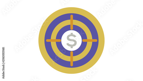 Target with dollar sign and concentric circles.