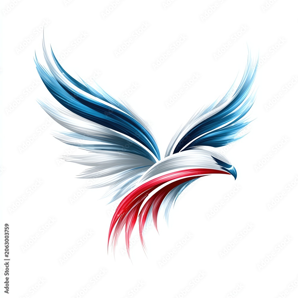 Obraz premium Minimal abstract professional logo vector featuring sharp eagle wing forms with jet silhouette integrated