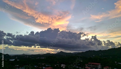 Dramatic sunset over hills