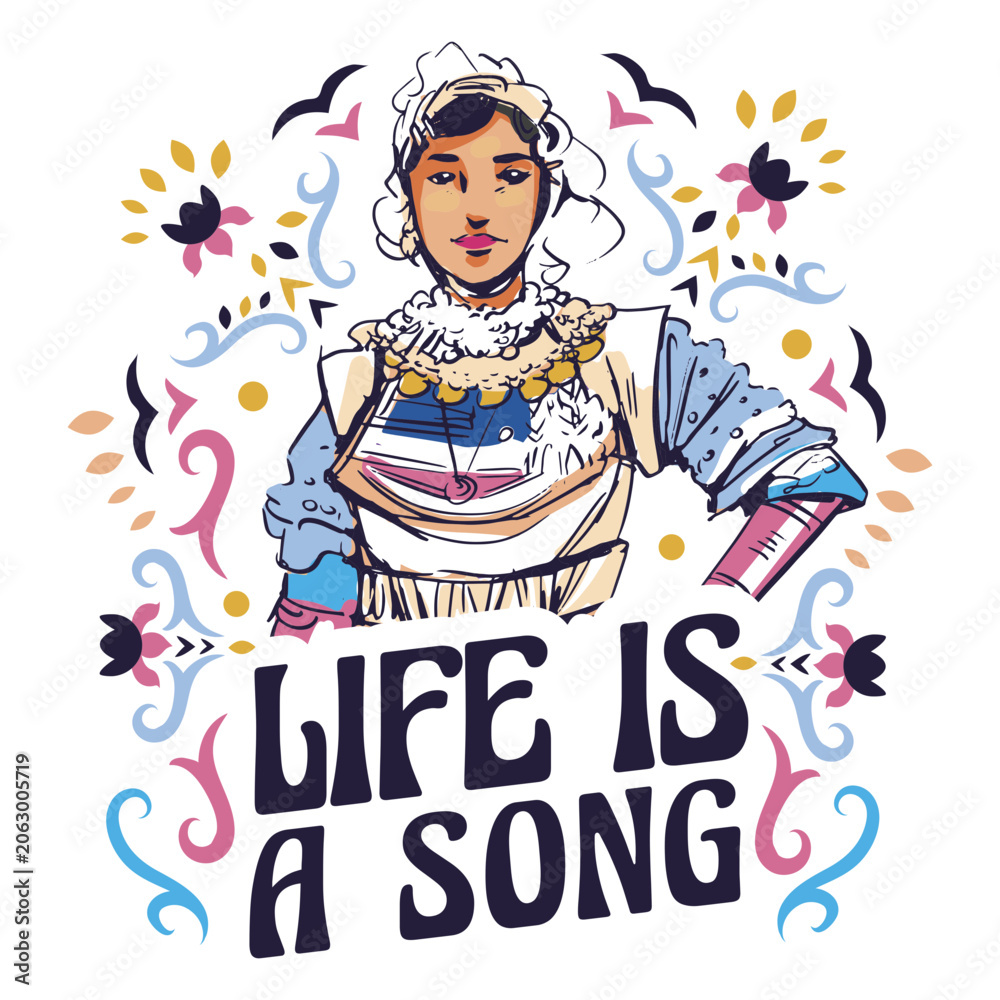 Fototapeta premium Life is a song affirmation quote badge