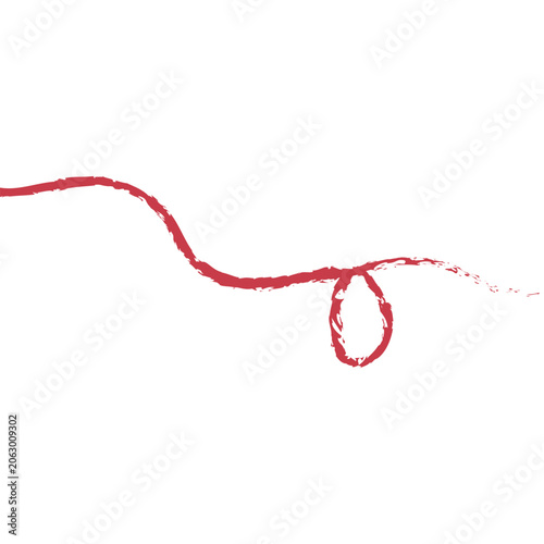 Photos a red silk thread looped in a circle form, extending on both ends, symbolizing the red thread of fate in chinese tradition,Line of red yarn, long red thread