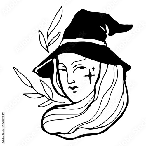 Obraz na plátně Modern witch filled stroke girl