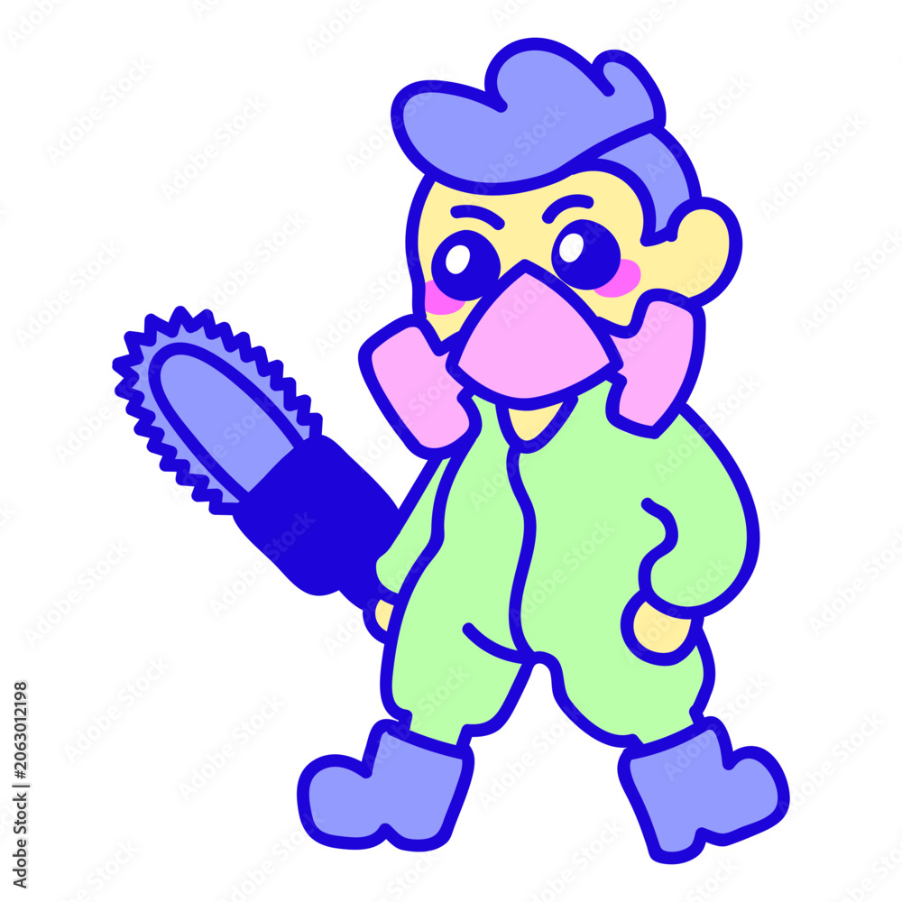 Naklejka premium Apocalipsis masked killer kawaii character