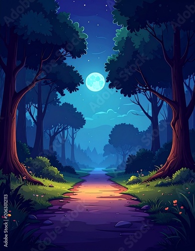 Enchanted moonlit forest path (4)