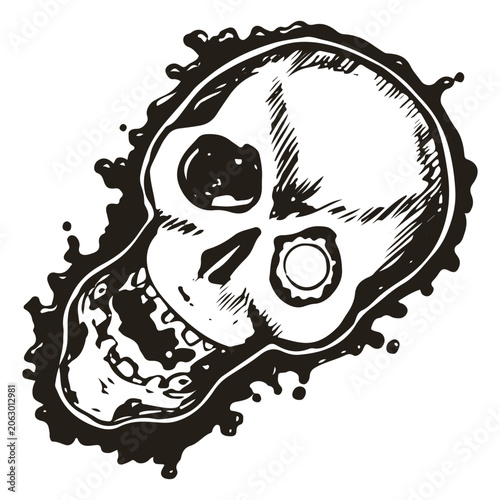 Fényképezés Skull with empty eye sockets and a sinister grin