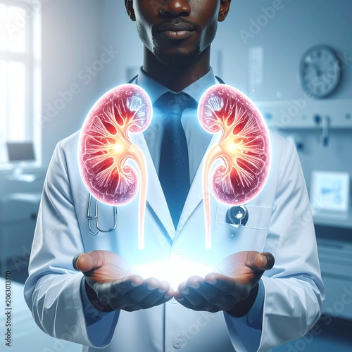 Doctor displays glowing kidneys