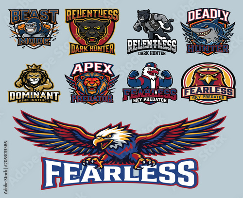 Esports Mascot Logo Set - Aggressive Animal Sports Team Emblems