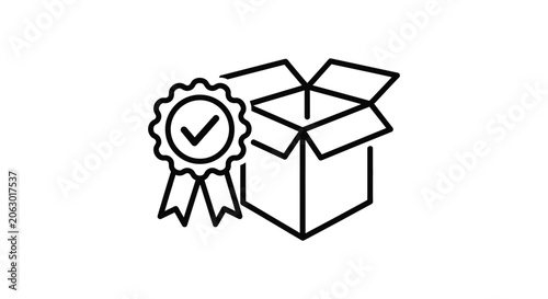 Delivered package with quality award ribbon