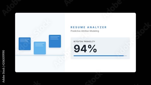 Animated resume analyzer interface with percentage score