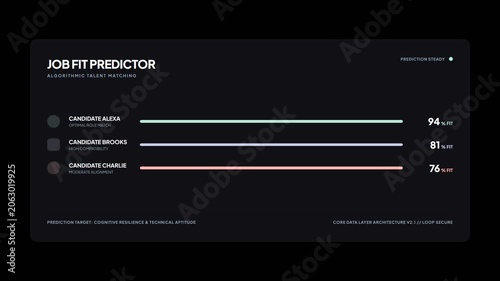 Job fit predictor interface with colorful progress bars