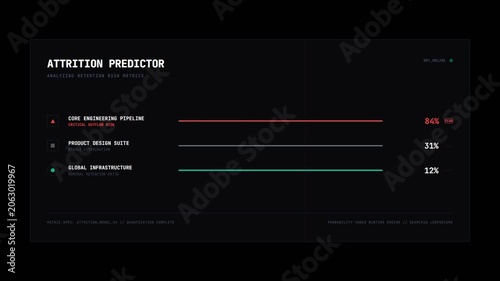Attrition predictor interface with risk analysis progress bars