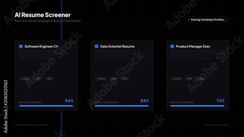 Ai resume screening interface analyzing job application data
