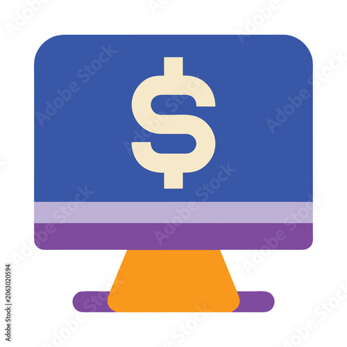 Computer monitor screen with online banking and dollar finance symbol