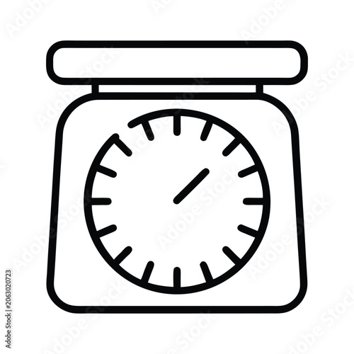 Kitchen scale outline with food weight measurement dial symbol