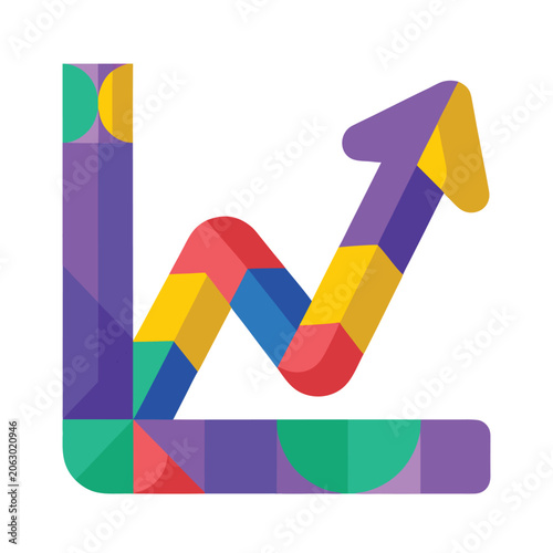 Business growth graph illustration with financial trend and upward arrow symbols