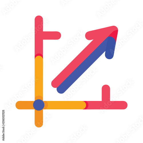 Business growth graph vector with financial trend and upward arrow symbols