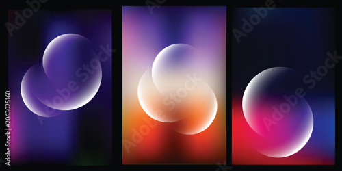 Foto Abstract gradient of three overlapping oval shapes in blue, purple, and orange