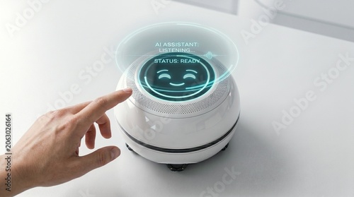 Modern Cute AI Service Robot Top View