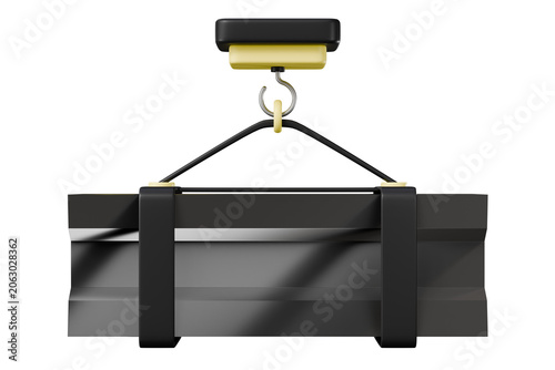 Obraz na plátně 3d crane lifting steel beam icon