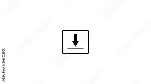 Minimalist Digital Download Icon Animation with Arrow Inside Square Box on White Background