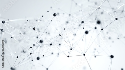 Minimal geometric network of triangles and dots on white background, elegant tech backdrop for presentations, medical research
