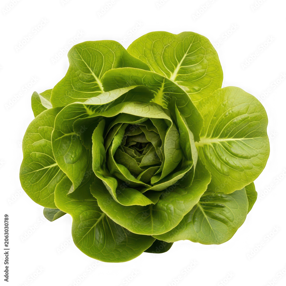 Obraz premium Fresh Green Butter Lettuce Head Isolated on White Background.