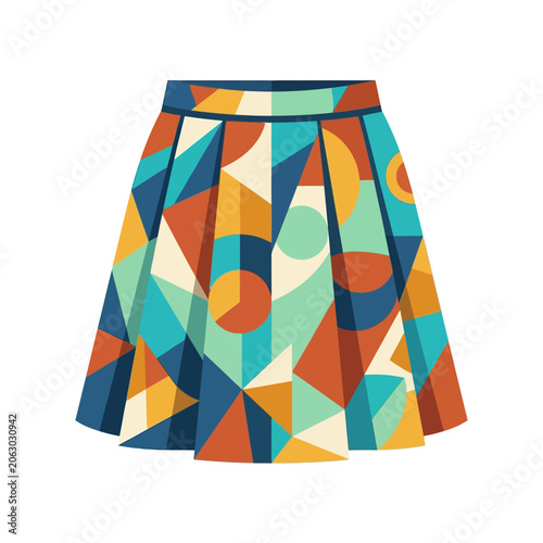 Fotografie Colorful Pleated Fashionable A Line Skirt.