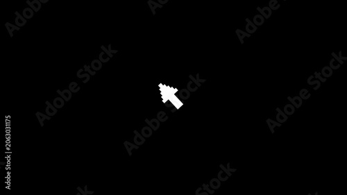 Minimalist Pixelated Computer Mouse Cursor Arrow Clicking Action Graphic Element on Black Background