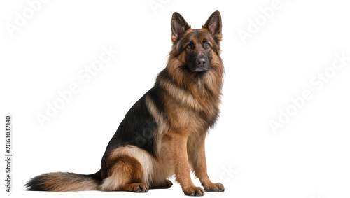 Obraz na plátne German Shepherd dog sitting attentively, full body portrait