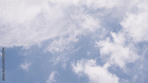 Wispy Clouds in a Blue Sky: Delicate, wispy clouds drift lazily across a vast expanse of clear blue sky, creating a serene and expansive atmosphere.